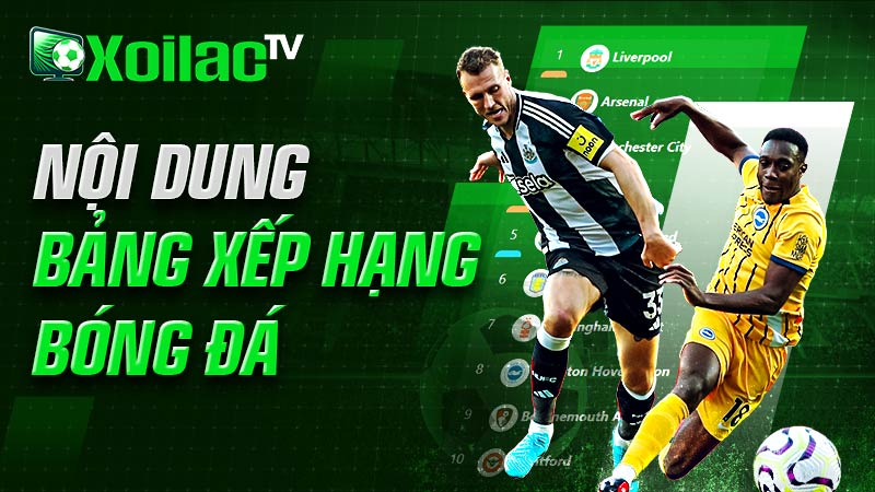Những nội dung bảng xếp hạng Xoilac TV cung cấp